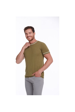 Hatemoğlu Yeşil Slim Fit Basic Bisiklet Yaka Triko Tişört-Yeşil