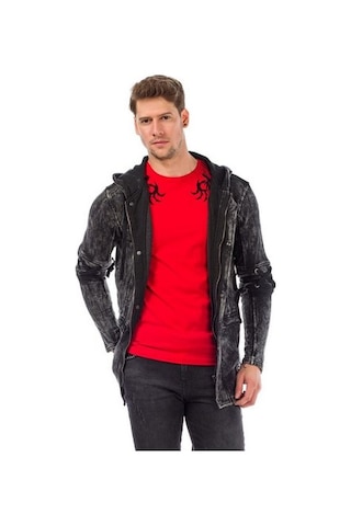 Cipo & Baxx Cl257 Bağcıklı Kapşonlu Fermuarlı Erkek Sweatshirt 001