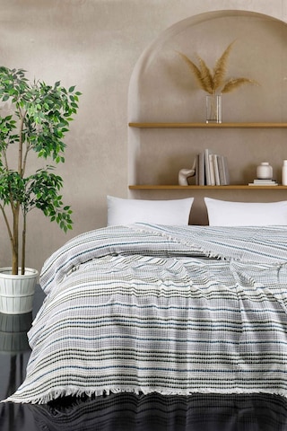 Rebeka Haki Gunes Model - Çift Kişilik Pike 200 x 230 Haki - Turkuaz - Gri