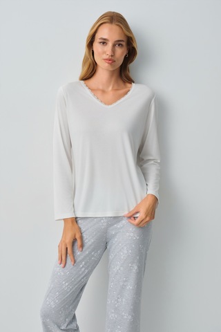 Suwen Griss Pamuklu Pijama Takımı Wsh10510158964 Gri Melanj