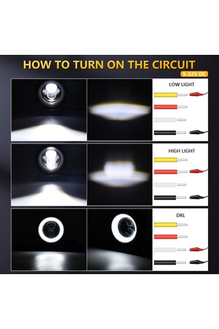 Youtek Motosiklet Led Farları, 60w 6000k Ip68, 3 Mod Yakın-uzak Işık, Drl , Alüminyum Gövde, 2 Adet Set