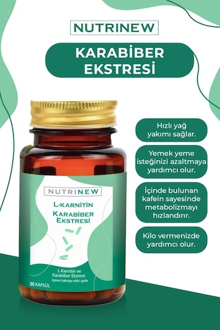 Nutrinew Vitamins Karabiber Extreli L-Karnitin 30 Kapsül