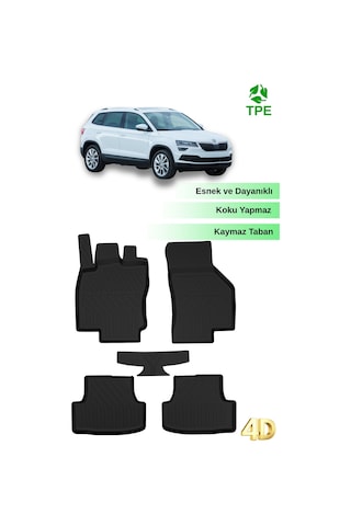 Hitaks Skoda Karoq 2018 Ve Sonrası 4d Paspas Havuzlu Kauçuk Oto Paspas