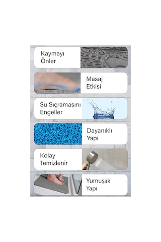 Deniz Kabuğu Banyo Paspası Kaymaz Taban Yumuşak Esnek Paspas Islak Zemin Hijyenik Paspas 40x60 Cm