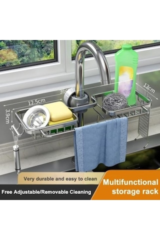 Novahub Siyah Altın Mutfak Lavabo Drenaj Rafı, Musluk Tutucu, Sünger Ve Fırça Organizatör, Banyo Ve Mutfak İçin/ Altın - Siyah