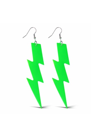 80 Ler 90& Apos Lar Retro Neon Yeşil Şimşek Küpe 10 Cm 4801