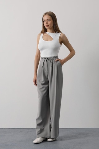 Emh Store Pileli Bağcıklı Oversize Pantolon - Gri Gri