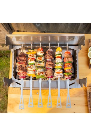 Mangal Şişleri Ve Tutucu Set 10 Parça Fennek 2.0 İçin Paslanmaz Çelik Mangal Aksesuarı Almanya'da Üretilmiştir