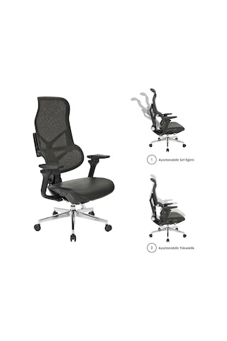 Casella Uno Döşemeli Yönetici Koltuğu Ofi S Koltuğu Ergonomik, Şık Ve Fonksiyonel Siyah - Suni Deri