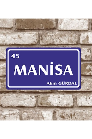 Kişiye Özel Metal Plaka Manisa 45 Retro Poster (29X15)