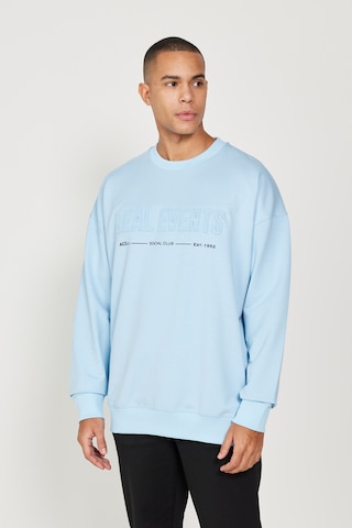 AC&Co / Altınyıldız Classics Erkek Mavı Oversize Bol Kesim Bisiklet Yaka Pamuklu Sweatshirt Mavi
