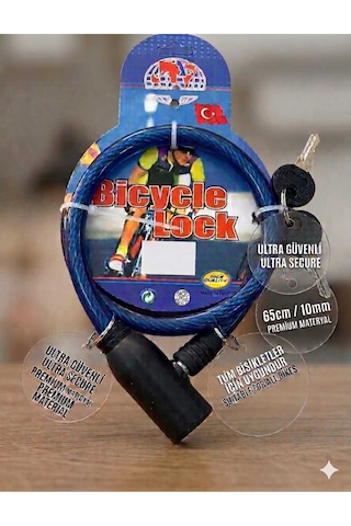 Bisiklet Kilidi 10 Mm 65 Cm Bisiklet Aksesuarı Çok Renkli