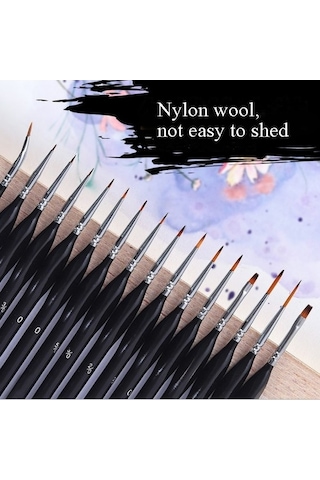 Willowhaven 15 Adet Kanca Hattı Kalem Fırça Seti, Naylon Yün, Alüminyum Bağlantı, Boyama Fırça, Suluboya/kretona