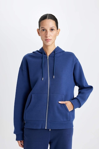 Defacto Relax Fit Kapüşonlu Cepli Basic Düz Fermuarlı Sweatshirt C1809AX24WNNV42 Lacivert