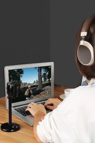 Thentech Nostaljik Görünümlü Usb Girişli Profesyonel Yayıncı Oyuncu Mikrofonu