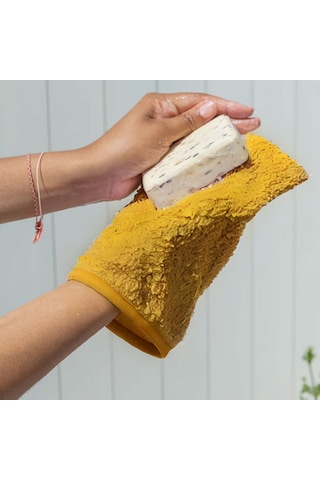 Bambu Kese Banyo Lifi Peeling Vücut Scrub Derin Temizlik Hardal