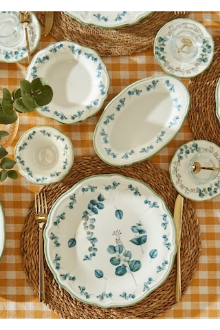 Bella Maison Ocaliptus Stoneware 52 Parça 12 Kişilik Kahvaltı Takımı Yeşil Yeşil