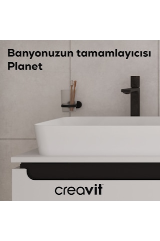 Creavit PL18803-S Planet Diş Fırçalık Mat Siyah