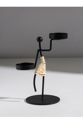 Simalend Mum İçin Metal Figürlü Şamdan 458077851 Siyah