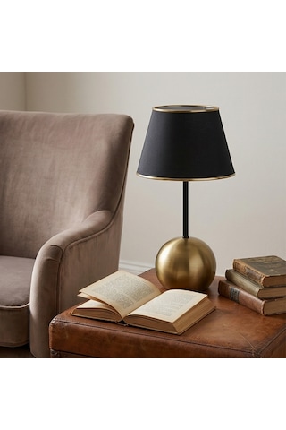 Dora Eskitme Gold Metal Ayaklı Abajur Siyah Başlıklı Vintage Gece Lambası Siyah - Altın