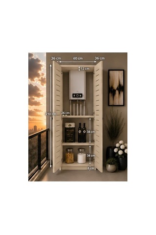 Flower Dolap,çok Amaçlı Kombi Dolabı,balkon Dolabı,kiler Dolabı 60lık Krem