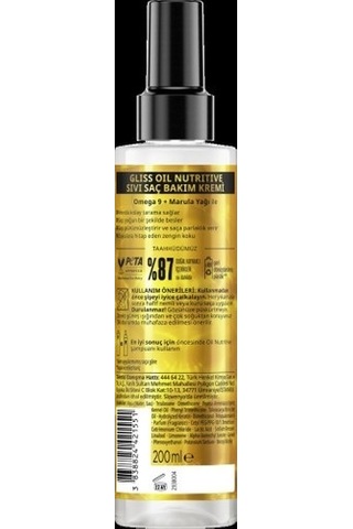 Gliss Oil Nutritive Besleme & Parlaklık Sıvı Saç Bakım Kremi 2 x 200 ML