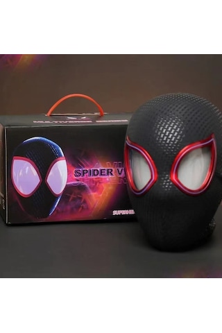 Spider-man Elektrikli Otomatik Göz Kırpan Maske Mk006 Uzaktan Kumandalı Model Işık Usb Şarjlı Siyah Siyah