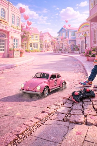 Pembe Uzaktan Kumandalı Şarjlı Işıklı Full Fonksiyon Nostalji Vosvos Araba Pembe Pembe