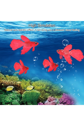 Qingmipy Akvaryum Dekorasyonu: Simülasyonlu Silikon Kırmızı Zıpkın Balık - Su Akışıyla Hareket Eden Süngüllü Ornament
