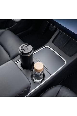 Tesla Model 3 / Y Standart Ve Juniper Uyumlu Orta Bardaklık Pedi Kaymaz Konsol Koruyucu Matı 1 Adet Siyah
