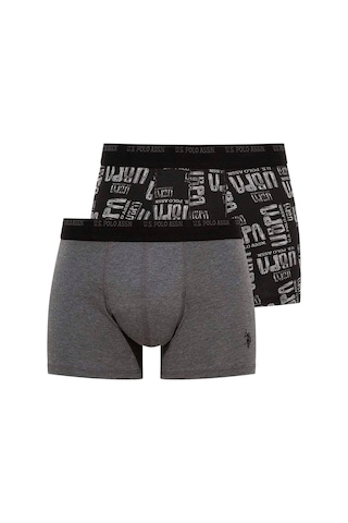 U.S. Polo Assn. Erkek Gri Melanj - Lacivert 2 Li Boxer 80350