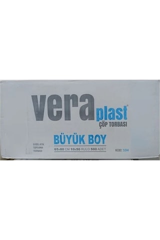 Vera Plast Çpş-01-02 Büyük Boy Mavi Çöp Poşeti 65 80 Cm 10 Rulo 50 Poşet 500 Adet