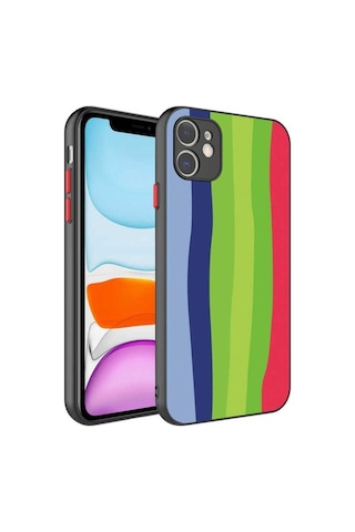 Apple Uyumlu iPhone 11 Kılıf Kamera Korumalı Renkli Temperli Zore X-cam Kapak NO4