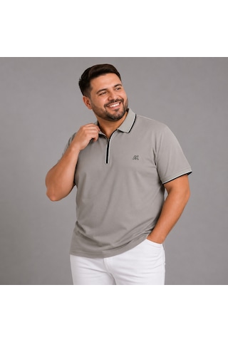 Büyük Beden Pamuklu Rahat Kalıp Günlük Kullanım Polo Yaka Erkek Tişört Taş
