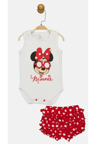 Minnie Mouse Lisanslı Kız Bebek Beyaz Alt Üst Takım Mn17354 Beyaz