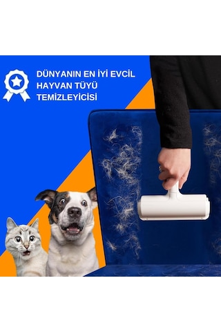Kedi Köpek Tüy Toplama Rulosu - Hazneli Tekrar Kullanılabilir Tüy Ve Kıl Temizleyici - Koltuk Halı Yatak Kıyafet