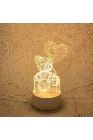 3d Gece Lambası Usb Renkli Uzaktan Kumanda - Balon Ayı Diğer