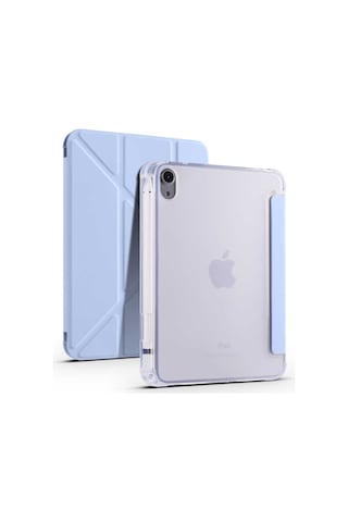 Apple Uyumlu iPad Mini 2021 (6.Nesil) Kılıf Tri Folding Kalem Bölmeli Standlı