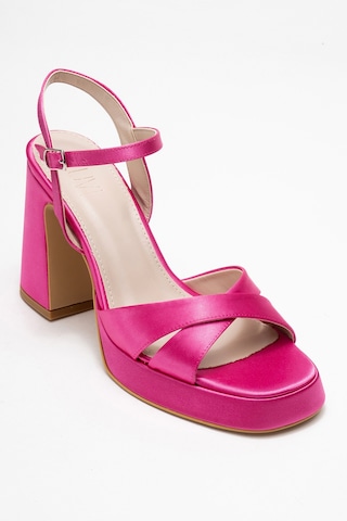 Luvishoes Lello Fuşya Saten Kadın Topuklu Ayakkabı Fuşya