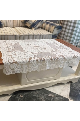 Polyester Makine Yıkanabilir Masa Korku Çiçek Dantel Kare Masa Decloth 80x80cm Çok Renkli