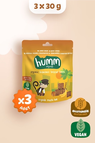 Humm Organic Organik Glutensiz Vegan Muzlu Kek Atıştırmalık 3 x 30 G