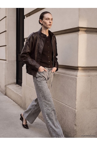 Lcw Comfort Gri Wideleg Kadın Jean Pantolon