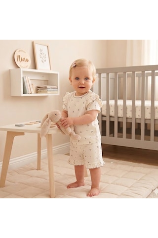 Tiffany Baby & Kids Tiffany Baby Olive Branch Theme Şortlu Takım 46104 Ekru