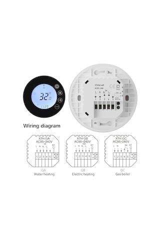 Vkemall Siyah Gb Elektrikli Isıtma İçin Akıllı Lcd Dokunmatik Termostat, Tuya App İle Uzaktan Kontrol, Alexa Ve Google Ses Komutu Desteği