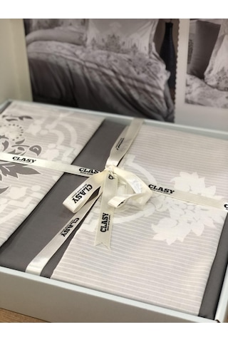 Clasy %100 Pamuk Ranforce Çift Kişilik Nevresim Takımı Gri