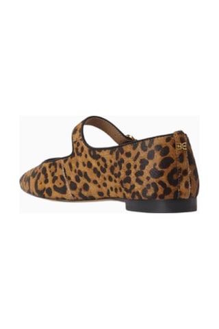 Sam Edelman Michaela Leopar Desenli Deri, Kare Burun Tokalı Mary Jane Kadın Ayakkabı Kahverengi