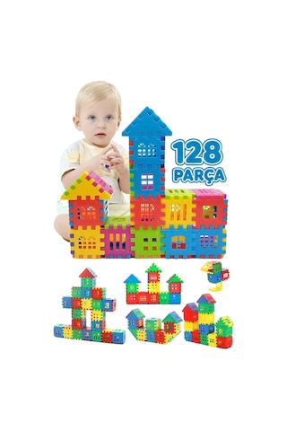 128 Parça Yapı Oyuncak Puzzle Blok 3d Tasarım Yeteneğini Geliştiren Eğlenceli Bilişsel Yapı Taşları