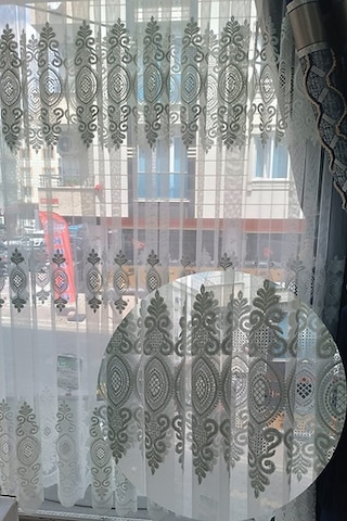 Raporlu, Nakışlı, Kırışma Yapmaz 1/3 Sık Pile Ekru Tül Perde