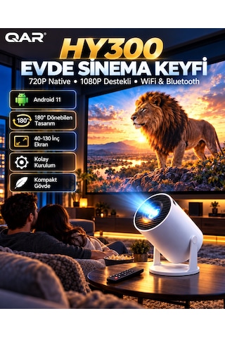 Led Multimedya Projeksiyon Cihazı Hdmı Usb Girişli Yüksek Parlaklık Kaplamalı Lens Ev Sineması Taşınabilir Projektör Full Hd Destekli