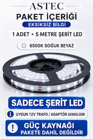 Astec 12v Şerit Led 5 Metre / 10 Metre Yapışkanlı Kesilebilir İç Mekân Aydınlatma Trafo Hariç Bütün Renkler 33848977